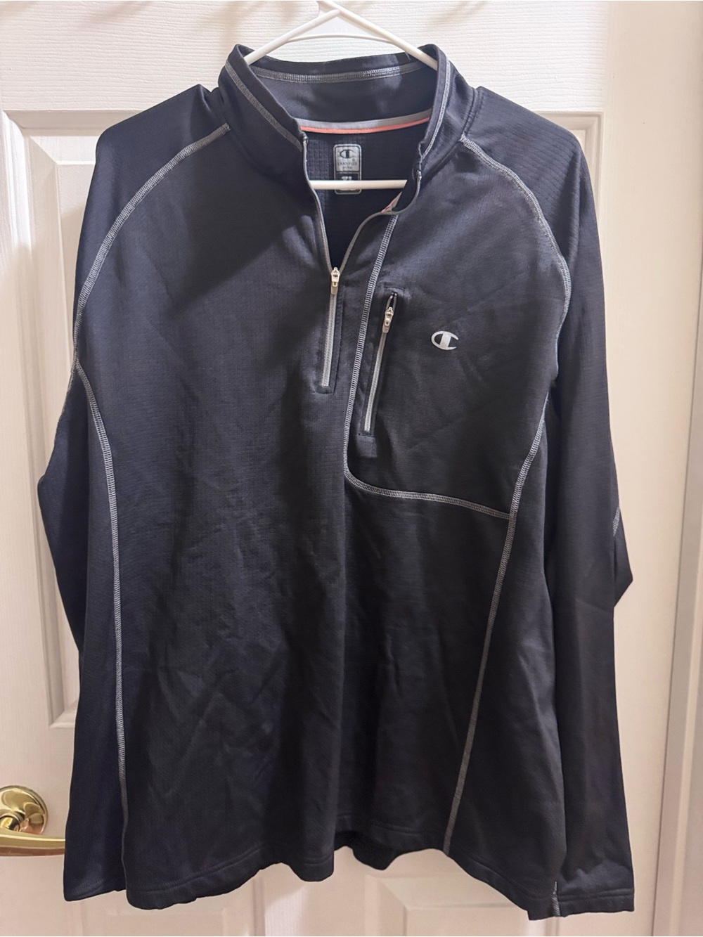 Champion Men’s Black Half-Zip Performance Pullover with Contrast Stitching